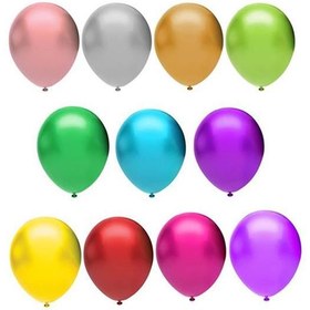 Resim Balonevi Balon 12" Karışık Baskısız Metalik Renk 100 Lü 