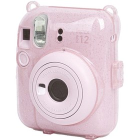 Resim Fujifilm Instax Mini 12 Fotoğraf Makinesi + 20'li Film + Kıskaçlı Resim Standı + Simli Pleksi Kılıf Seti Pembe 