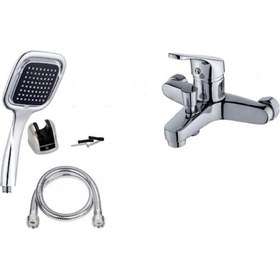 Resim Moonshop 10 Banyo Bataryası + Duş Seti Kare + Siyah Duş Başlığı Batarya Seti 
