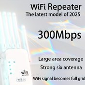 Resim 2025 WiFi Genişletici Amplifikatör - 6 Antenli, 300Mbps Çift Bantlı, 10,000 Kv. Metre Kapsama Alanı, Yatak Odaları/Ön Odalar/Kafeler için 2.4GHz Sinyalini Uzatır, 88 Cihazla Uyumlu, AB Fişi (100-240V), Kafe İnternet Güçlendirici | Modern Router Tasarımı | Gelişmiş Ağ Teknolojisi, Ev İçin Wifi Sinyal Güçlendirici 