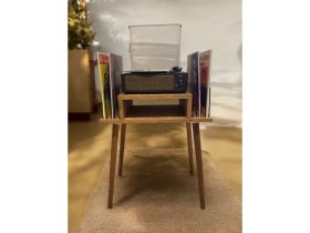 Resim Rmd Shop Plak Ve Pikap Sehpası 2 Li Atlantik Çam Ahşap Ayaklı 