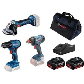 Resim Bosch GSR 185-LI + GDX 180-LI + GWS 180-LI (2x 4.0 Ah, GAL 18V-40 