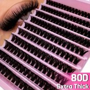 Resim 200 Parça DIY Kirpik Uzatma Kiti, 80D D Curl Kirpik Küme, 8-16mm Karma, Ekstra Kalın Yumuşak Doğal Stil, Gündelik, Düğün, Parti, Kozplay ve Festivaller için Tekrar Kullanılabilir Bireysel Sahte Kirpikler 