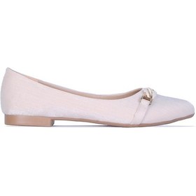 Resim Ayakcenter R14 Renesme Krem Saten Kadın Babet Ayakkabı Siyah 