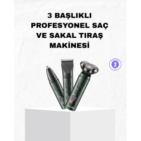 Resim LTG Nova Şarjlı Kablosuz 3 Başlıklı Profesyonel Bakım Seti - Saç, Sakal, Burun Kulak Düze 
