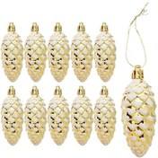 Resim 10 Adet Işıltılı Noel Ağacı Süsü Seti - Noel Ağacını Süslemek İçin Noel Topları Altın 