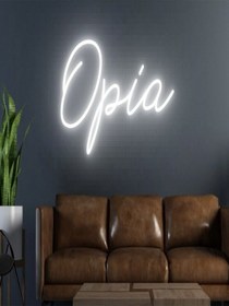 Resim Opia Yazılı Neon Tabela Beyaz 
