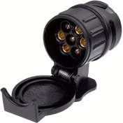 Resim Katlanabilir Braketli Dayanıklı Siyah 13-Pin'den 7-Pine Çekme Adaptörü - Kamyon, Karavan, RV için Avrupa Standartı Çekme Soketi Dönüştürücü - Güvenli Bağlantı ve Güvenilir Performanslı RV Çeki Alıcı Uzatıcıları 