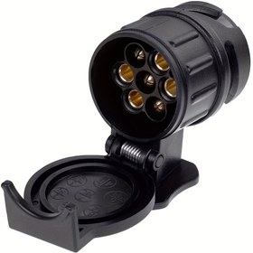 Resim Katlanabilir Braketli Dayanıklı Siyah 13-Pin'den 7-Pine Çekme Adaptörü - Kamyon, Karavan, RV için Avrupa Standartı Çekme Soketi Dönüştürücü - Güvenli Bağlantı ve Güvenilir Performanslı RV Çeki Alıcı Uzatıcıları 