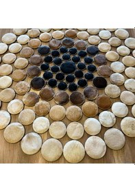 Resim Hoom Rugs Deri 001 Bej Kahve Siyah Yuvarlak Halı Kahve 