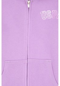 Resim U.S. Polo Assn. Kız Çocuk Lila Kapüşonlu Fermuarlı Basic Sweatshirt 50316837-VR034 