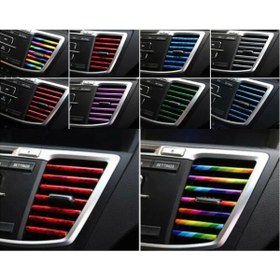 Resim oyd oto aksesuar Araç Içi Klima Izgara Hava Çıkış Dekoratif Şeritler Klima Şerit Trim Fitil Kırmızı RENK 