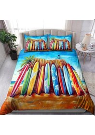 Resim Surf Çift Kişilik 4 Parça Pamuk Saten Nevresim Takımı 