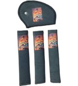 Resim Eminiyet Kemer Süngeri Alkantra Çocuk Emniyet Kemeri Pedi Turuncu Araba Resimli 4lü Set 