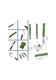 Resim Omeniv Büyük Çatal Kaşık Bıçak Set Outdoor Kamp Piknik Karavan Yeşil 