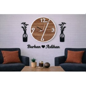 Resim Duvar Saati 40 Cm Çiçekler 30 Cm Kişiye Özel No 1015 Çok Renkli 