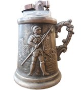 Resim Dedemin Antikaları Antika PENGUIN Damgalı Tankart Şövalye Kabartmalı Masa Çakmağı (Nadir) 