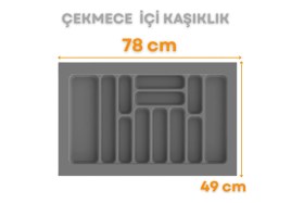 Resim Feyza Design Gri Çekmece Içi Kaşıklık ve Kepçelik, 78X49 Cm, 69X40 Cm’ye Kadar Kesilebilir 