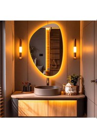 Resim Fracturavision Amber Led'li Lavabo & Banyo Aynası Dokunmatik Sensörlü 90 X 60 Turuncu 