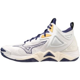 Resim Mizuno Wave Momentum 3 Mid Erkek Voleybol Ayakkabısı Beyaz / Lacivert 