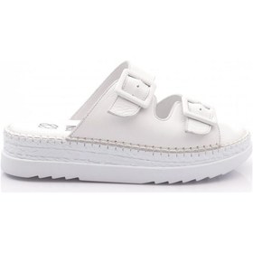 Resim Dgn 2039 Kadın Üstü Kemer Detayli Ayarlanabilir Terlik Beyaz 