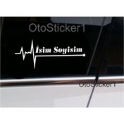 Resim Genel Markalar İsme Özel Nabız Kalp Atış Ritim özel yeni sticker 2 Adet Beyaz 16*7 Cm 