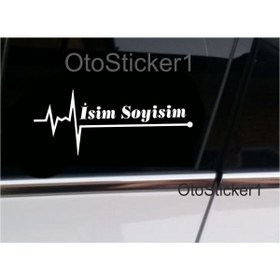 Resim Genel Markalar İsme Özel Nabız Kalp Atış Ritim özel yeni sticker 2 Adet Beyaz 16*7 Cm 