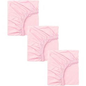 Resim 3 Adet Pamuklu Ve Lastikli 60 X 120 Cm Penye Bebek Çarşaf-pembe 