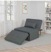 Resim Cube Katlanır Yataklı Puf - Koyu Gri 96x189x42.5 / 96x168x92.5 Cm Koyu Gri 