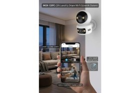 Resim İnox Dijital Inox 12IPC Çift Lens 6mp 360° Wi-Fi Bebek ve Bakıcı Kamerası Renkli Gece Görüşlü Sesli Ptz 