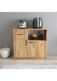 Resim Tanmob Mtd0302 İnci 90 Cm Kapaklı Çekmeceli Alt Mutfak Dolabı Çam Çam 