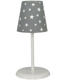 Resim Şenay Aydınlatma Çocuk Odası Konik Kumaş Abajur-Gri Beyaz Yıldız Diğer 