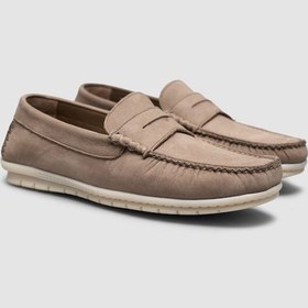 Resim Cabani %100 Hakiki Deri Bej Süet Erkek Loafer Bej 
