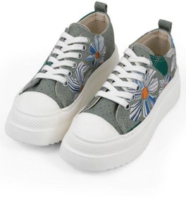 Resim Dogo Kadın Vegan Gri Kalın Taban Sneakers - Origami Bloom Tasarım 