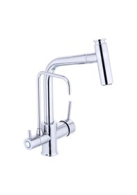 Resim İsaoğlu Yapı Arıtmalı Mutfak Bataryası Arıtmalı Evye Musluğu Uzayan Sistem Spiralli Batarya Silver Gümüş Gümüş 