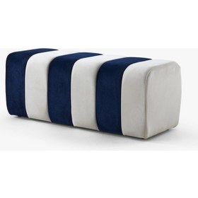 Resim Premium Büyük Yarmalı Yatak Ucu Bench & Makyaj Masası Pufu Modern, Şık & Dekoratif Lacivert Lacivert 
