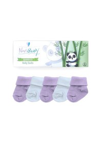 Resim Novibaby 5'li Bambu Yenidoğan Bebek Çorabı I Purpy I 0-6 ay "Karışık Renkli" 
