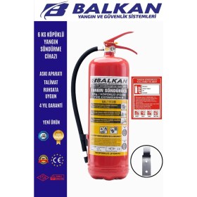 Resim BALKAN YANGIN VE GÜVENLİK SİSTEMLERİ 6 kg Ruhsata Uygun 4 Yıl Köpüklü Yangın Tüpü ve Talimat 
