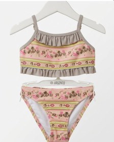 Resim My Kids Wear Zarif Çiçek Desenli Kız Çocuk Bikini Takımı 1003- Vizon 