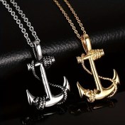 Resim 1Pc Vintage Boy's Navy Anchor Hip Hop Titanyum Çelik Çapa Kolye, Gençler Aksesuarları Noel Doğum Günü Parti Hediyesi 