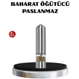 Resim Modern Otomatik Baharat Öğütücü Seti Pilli, Paslanmaz Çelik, Led Aydınlatmalı 