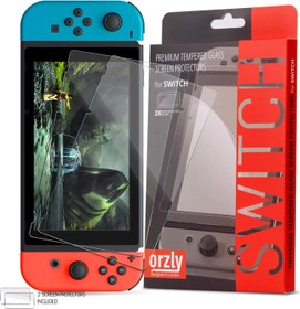 Resim Orzly Nintendo Switch için ekran koruyucu cam (2 adet). Nintendo Switch için sertleştirilmiş camdan ekran koruyucu folyo 