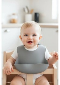 Resim Babyjem Mini Silikon Mama Önlüğü Gri 