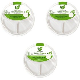 Resim Roll-up Nature Ekolojik Karton Kağıt Tek Kullanımlık 3 Bölmeli Tabak - 26 Cm. - 50 Adetlik 3 Paket 