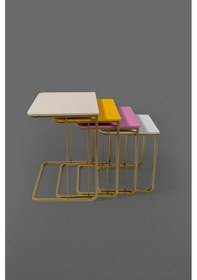 Resim Tekerleksiz - Vegas Zigon Sehpa 4 Lü - Gold - Color160000200019 