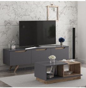 Resim Contept Tv Takım (Tv Ünitesi / Sehpa) Antrasit Ücretsiz Kargo 