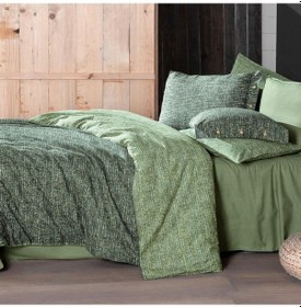 Resim Glamis King Size Battal Boy %100 Pamuk Flanel Pazen Nevresim Takımı Yeşil Yeşil 