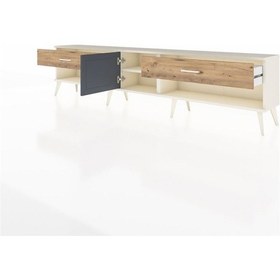 Resim Arges Tv Ünitesi Tek Raflı 2 Çekmeceli Tek Kapaklı 220x30x51 Aytaşı-antrasit/çam Antrasıt/atlas Çam - Aytası 