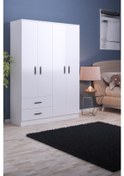 Resim ABETEMOBİLYA 4 Kapılı 2 Çekmeceli Beyaz Gardrop 