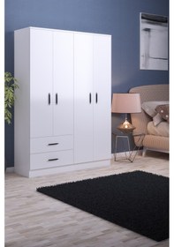 Resim ABETEMOBİLYA 4 Kapılı 2 Çekmeceli Beyaz Gardrop 